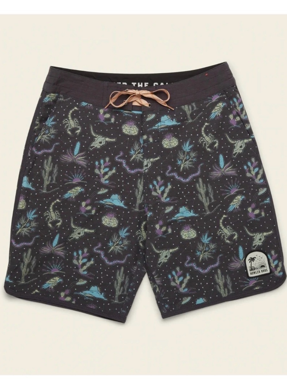 Howler Brothers Desert Night Print Swim Trunks - Black with Pastel Accents
